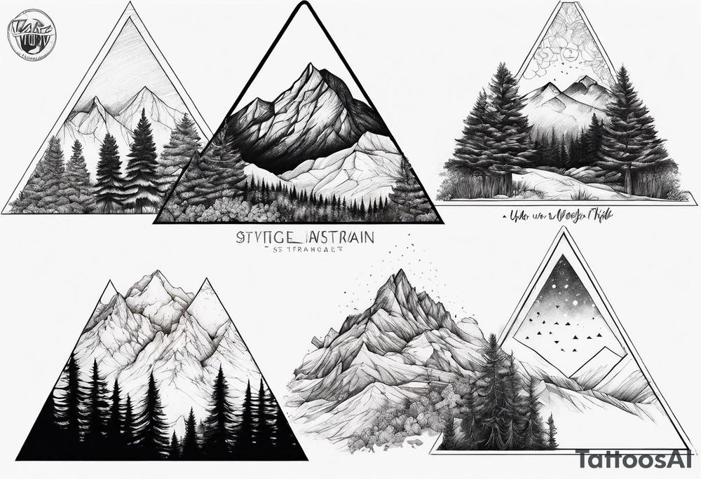 triangle shape trees mountain tattoo idea