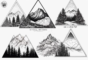 triangle shape trees mountain tattoo idea