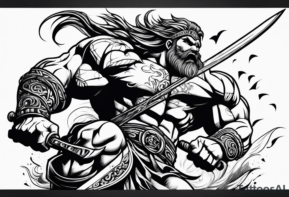 leaping barbarian tattoo idea