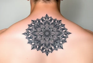 intricate mandala with sacred geometry and cosmic elements tattoo idea