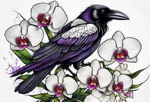 Raven A white orchid saying 1990 and something showing change with the Raven tattoo idea