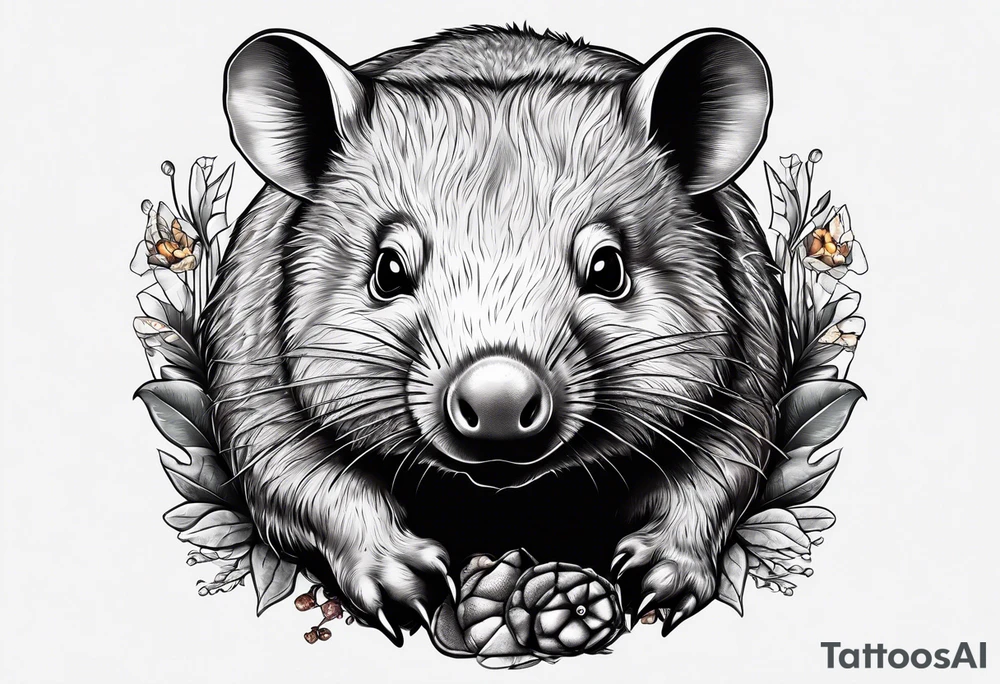 Wombat with a Platypus, an Echidna & a Sugar Glider tattoo idea