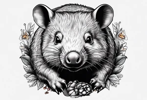 Wombat with a Platypus, an Echidna & a Sugar Glider tattoo idea