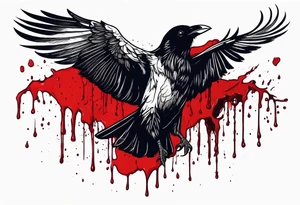 dead raven spreading wings and dripped in blood tattoo idea
