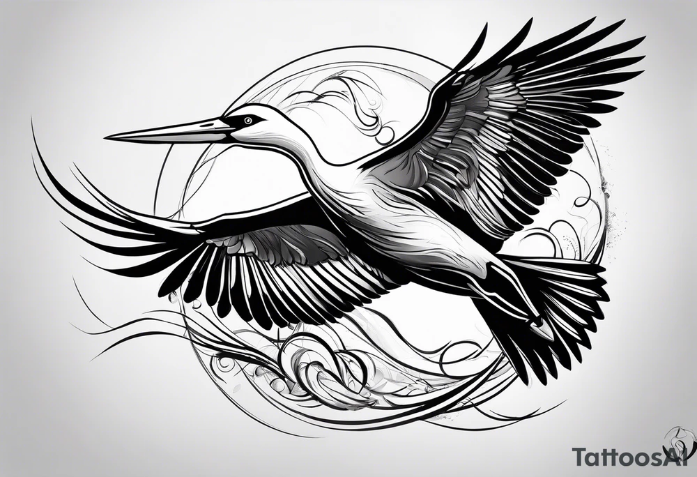 A flying stork tattoo idea