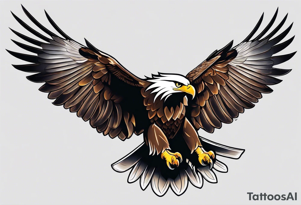 eagle side view flying tattoo idea