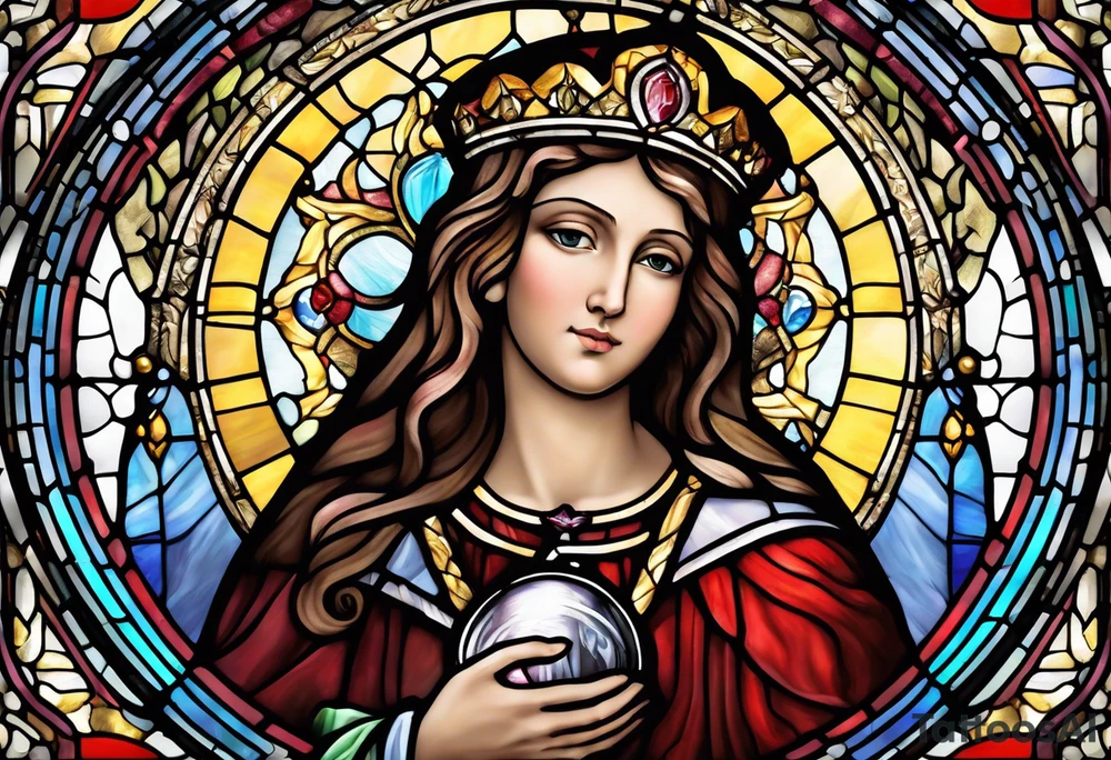 holy saint barbara stained glass holding a chalice tattoo idea