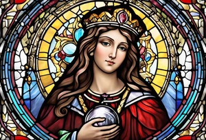 holy saint barbara stained glass holding a chalice tattoo idea