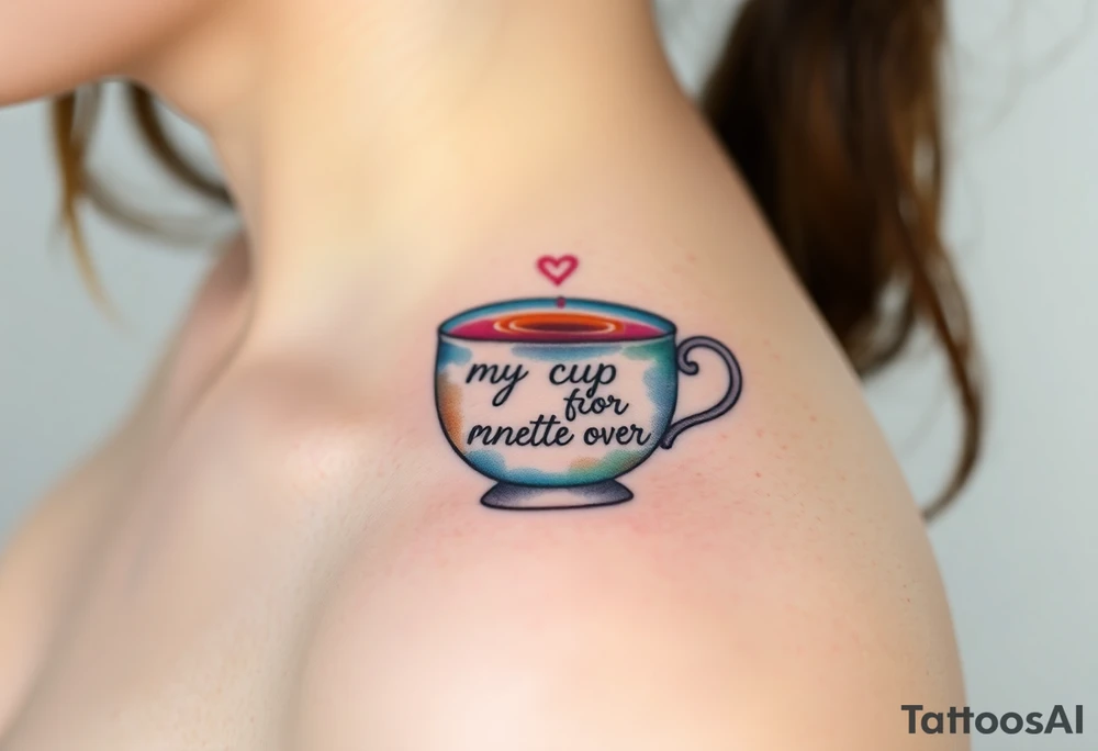 A teacup representing "my cup runneth over" with love tattoo idea