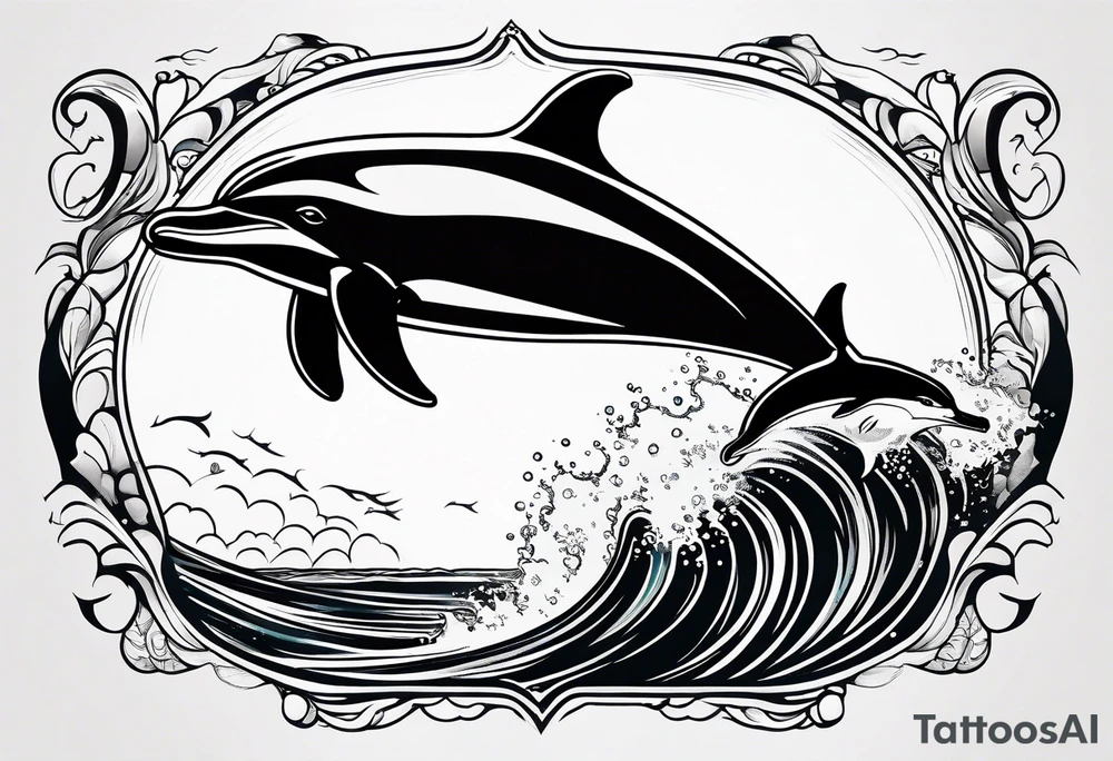 dolphin jumping out ocean tattoo idea