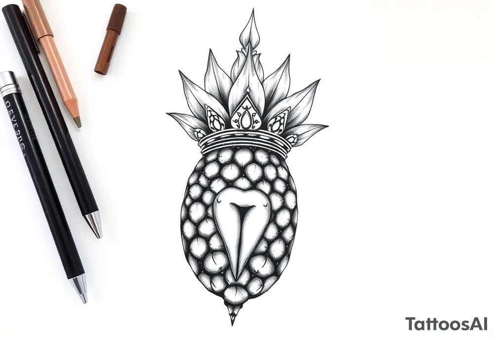 Majestic crown pineapple with
vagina and anus , tattoo idea