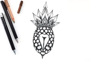 Majestic crown pineapple with 
vagina and  anus , tattoo idea