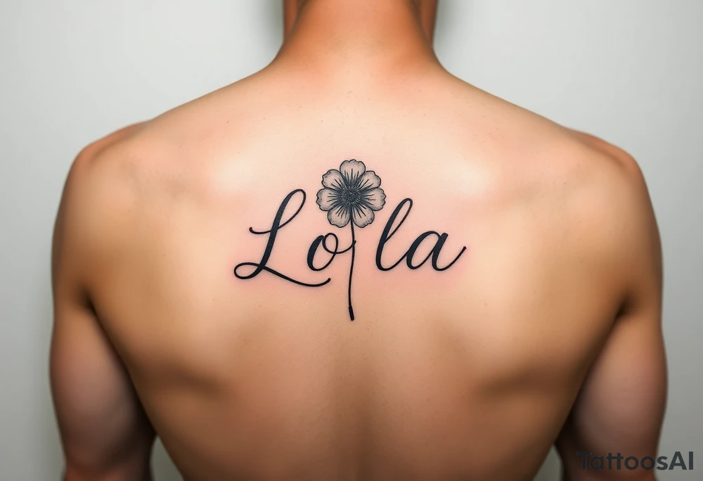 The name Lola  withJanuary birth flower tattoo idea