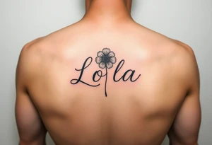 The name Lola  withJanuary birth flower tattoo idea
