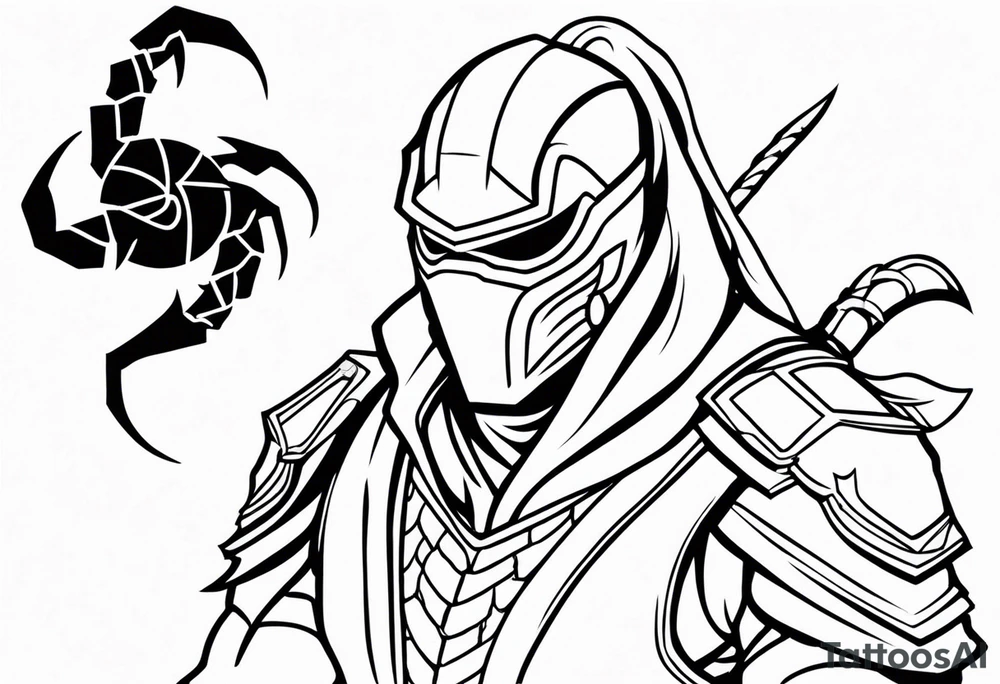 Iconic character Scorpion from Mortal Kombat game tattoo idea