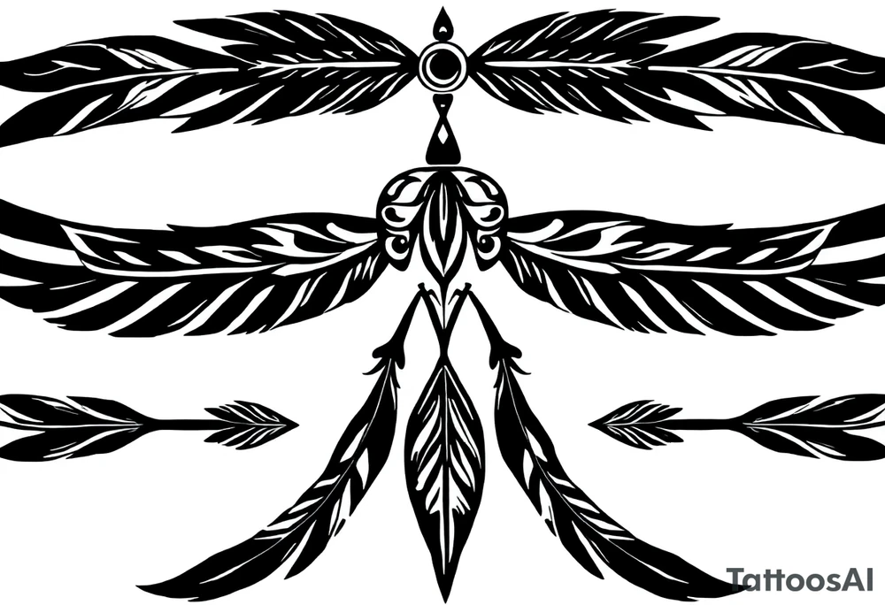 spiritual feathers ornamental indian shaman rune tattoo idea