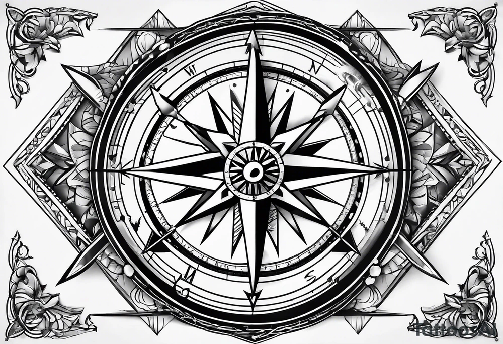 Compass with an arrow tattoo idea