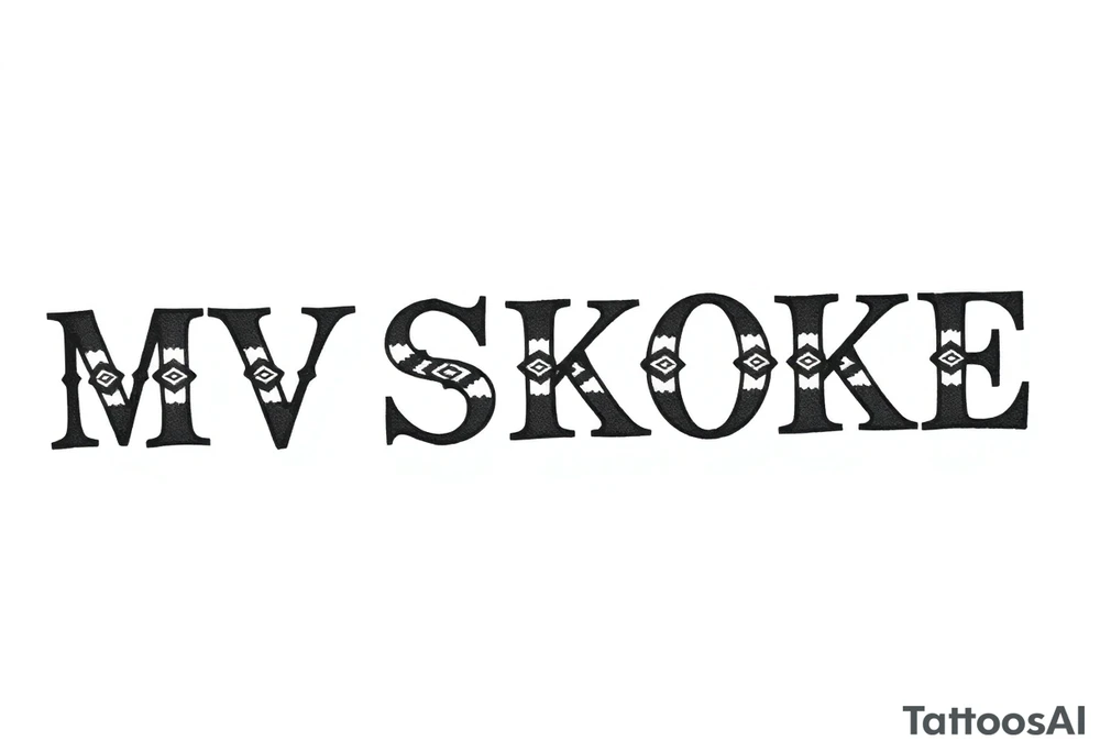 The word “MVSKOKE” shaded with Pendleton print tattoo idea