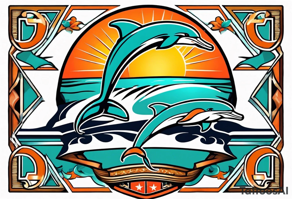 1984 old school miami dolphins logo tattoo idea