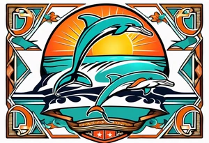 1984 old school miami dolphins logo tattoo idea
