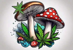 shroom and marijuana tattoo tattoo idea