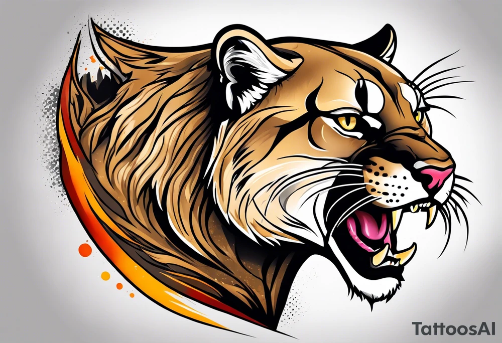 mountain lion growling or roaring tattoo idea