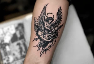 Michael the archangel fighting demons tattoo idea