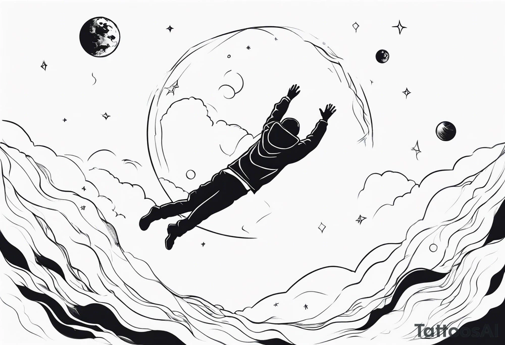 Man falling from space to earth tattoo idea