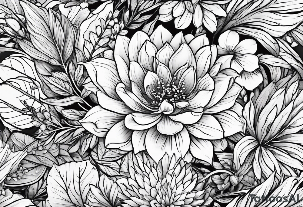 Plants outlines tattoo idea