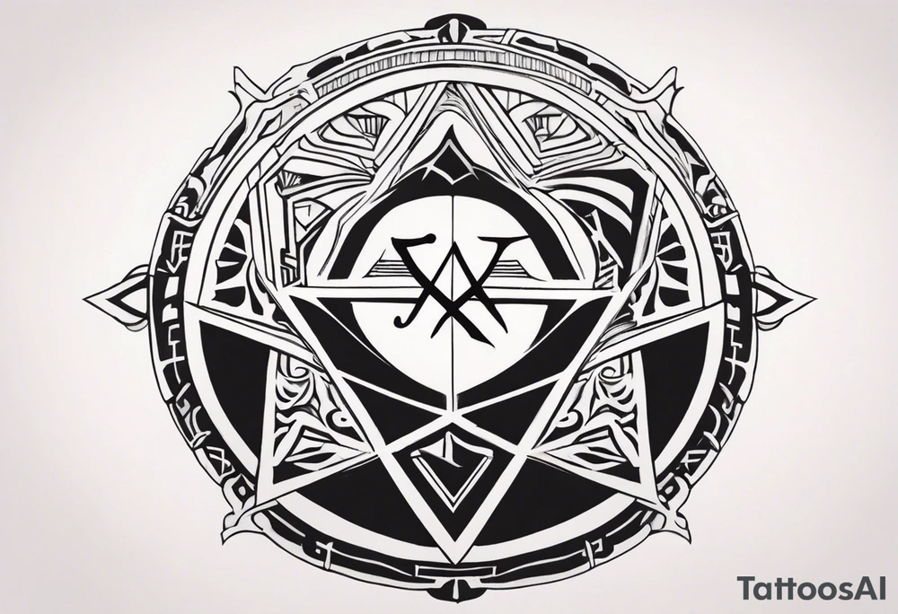 the letters A R in the middle of a ninja headband tattoo idea