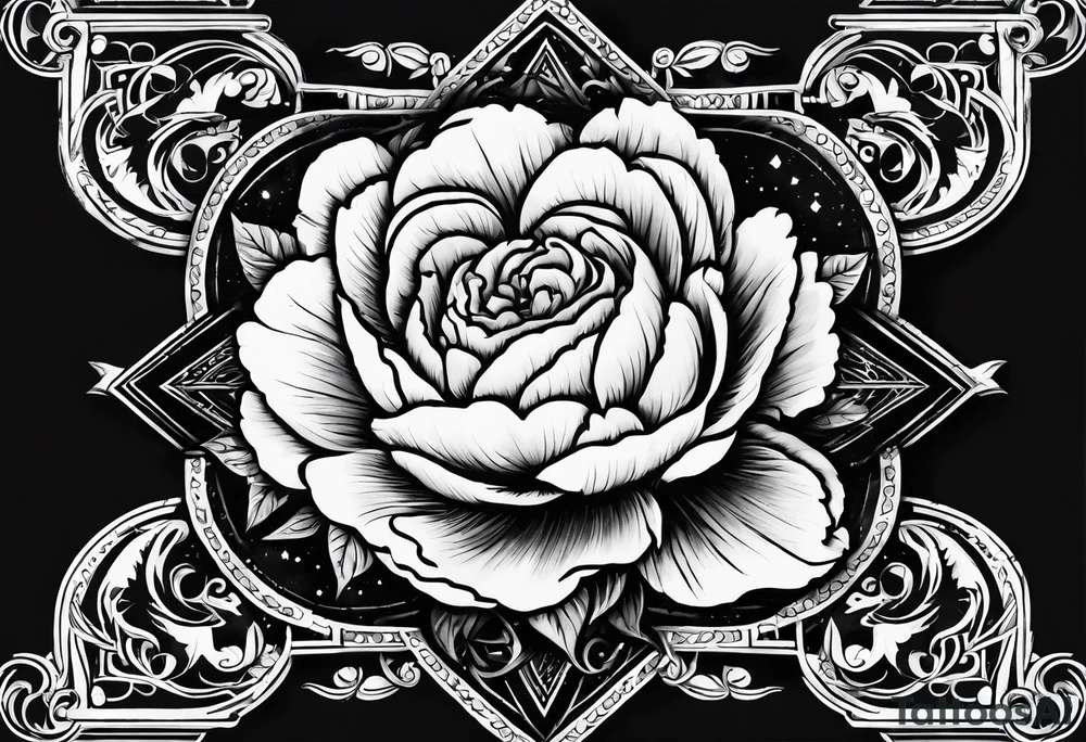 Peonies roses celestial shapes triangle tattoo idea Peonies roses celestial shapes triangle tattoo idea