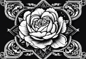 Peonies roses celestial shapes triangle tattoo idea