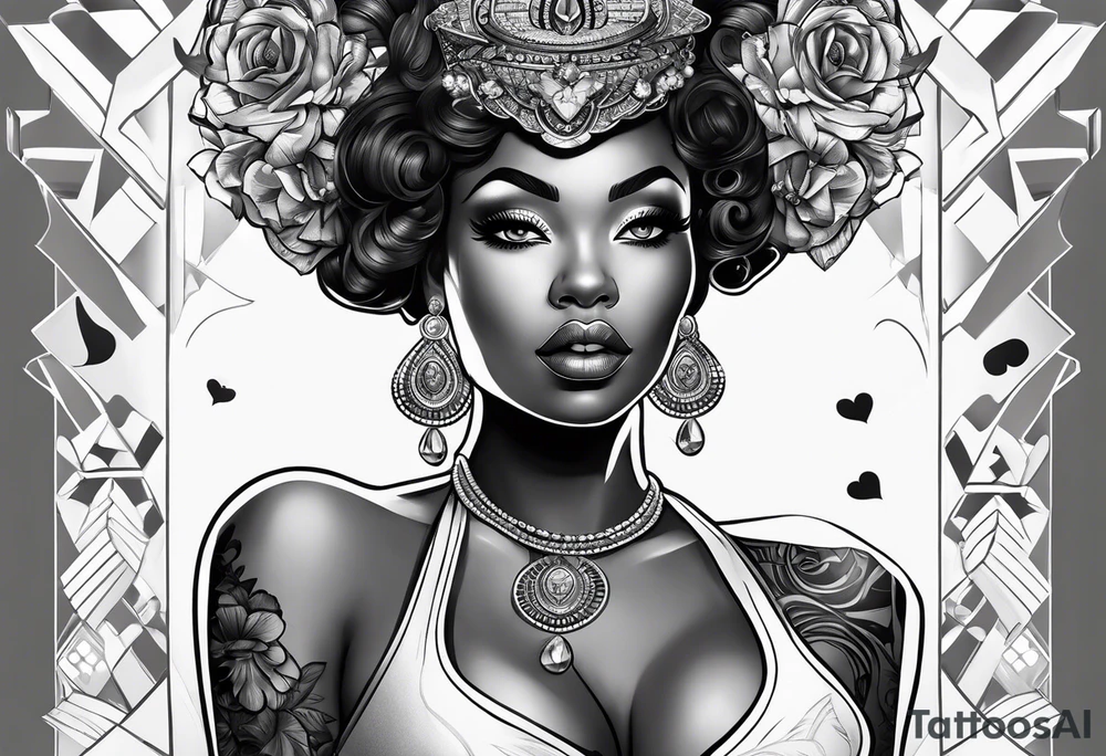 black woman casino tattoo idea