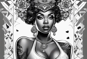 black woman casino tattoo idea