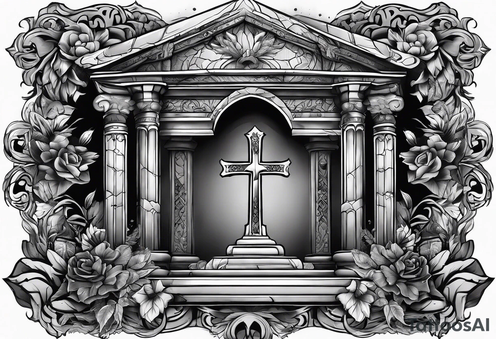 Tomb with cross tattoo idea