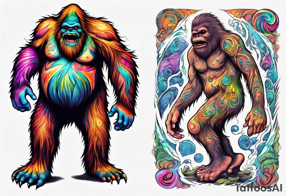Big foot having a psychedelic trip tattoo idea