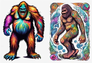 Big foot having a psychedelic trip tattoo idea