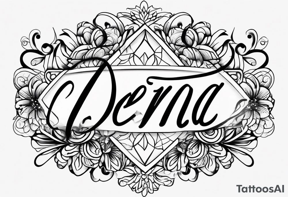 the name “Dena” in cursive tattoo idea