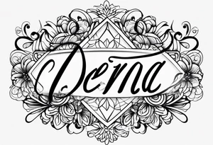 the name “Dena” in cursive tattoo idea