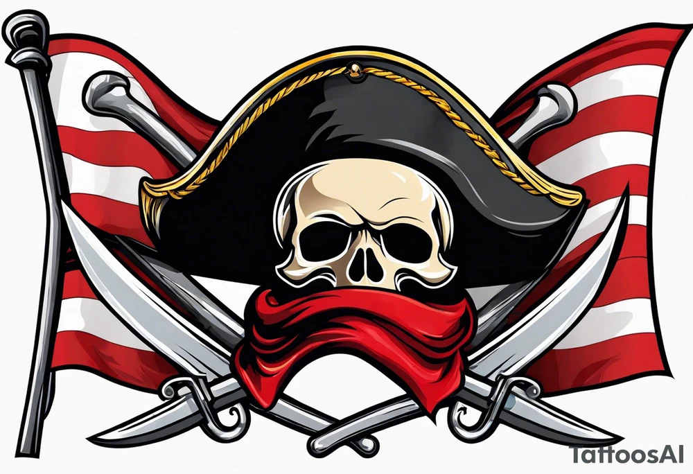 Pirate flag with baseball cap tattoo idea