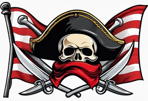 Pirate flag with baseball cap tattoo idea