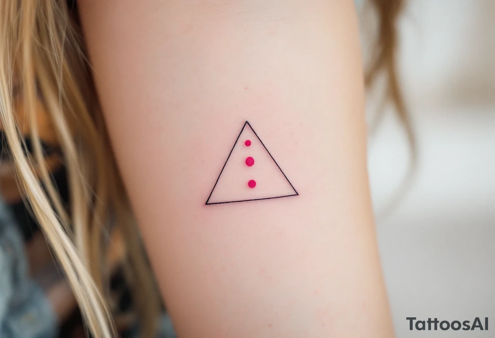 Three pink ink dots placed behind the ear in a triangle, inspired by celestial navigation and guidance. tattoo idea