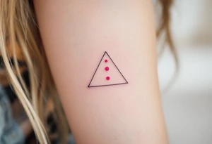 Three pink ink dots placed behind the ear in a triangle, inspired by celestial navigation and guidance. tattoo idea