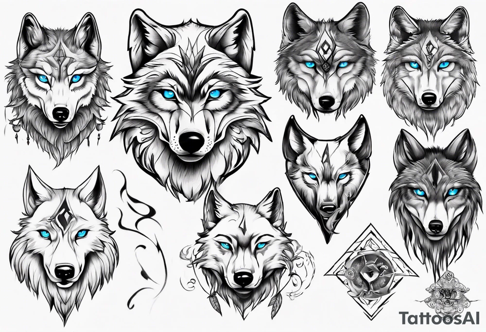 wolf with blue eyes tattoo idea