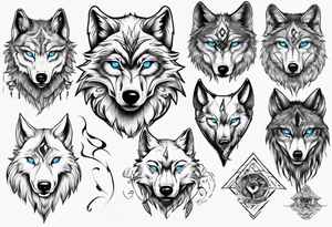 wolf with blue eyes tattoo idea