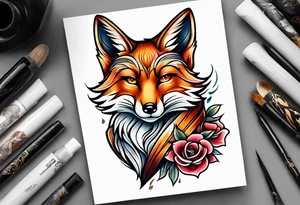 neo traditional fox tattoo idea