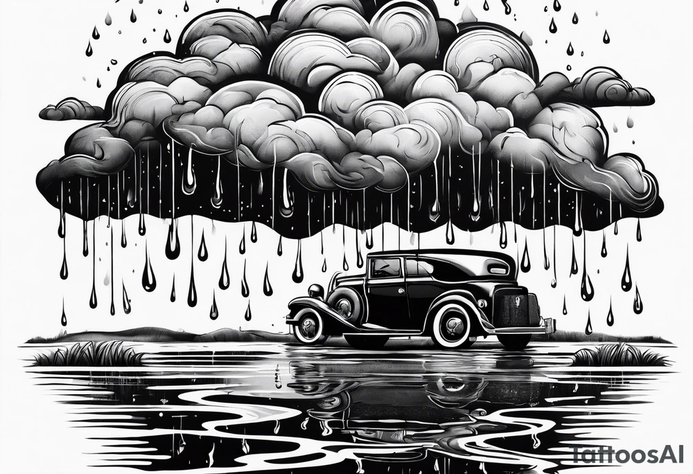rain puddle under feet tattoo idea