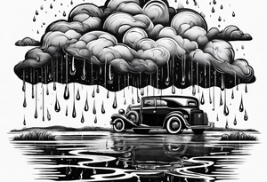 rain puddle under feet tattoo idea