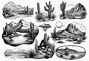 Desert river landscape tattoo idea