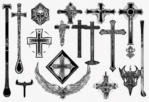 Memorai Hockey stick cross tattoo idea